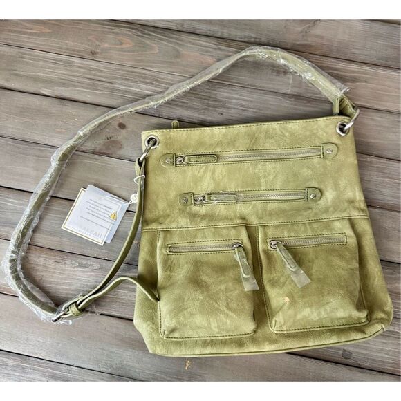 NWT Shiraleah Brooklyn Leather Moss Green‎ Cross-Body Bag - Picture 8 of 8